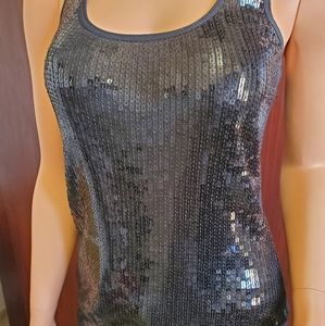 Armani Exchange Black Sequined Tank Top